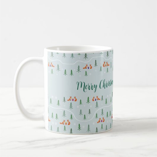 Mug Renard de Noël scandinave dans la forêt enneigée (Gauche)