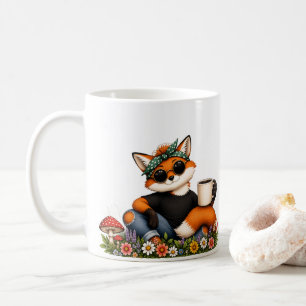 Mug Renard Excentrique avec Lunettes de Soleil et 