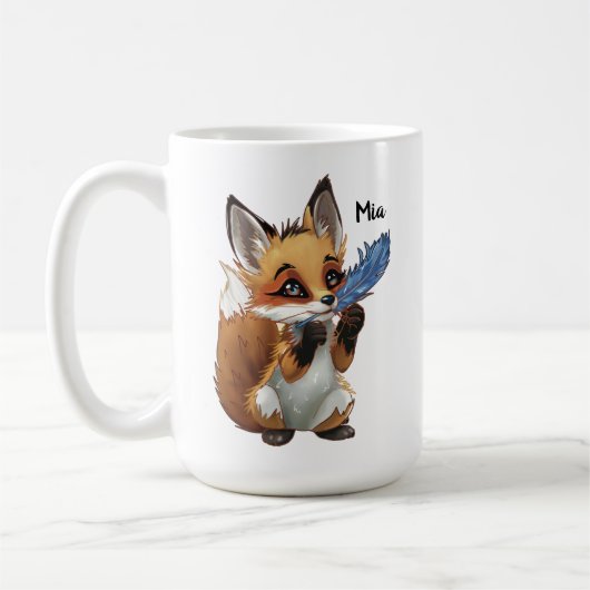Mug Renard Fantaisiste avec une Plume (Gauche)