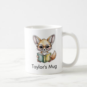 Mug Renard Fennec Mignon Lisant un Livre Personnalisé