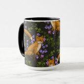 Mug Renard, fleurs et lierre, vert, orange et viole (Devant gauche)