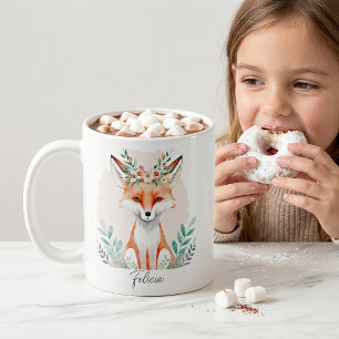 Mug Renard floral aquarelle personnalisé