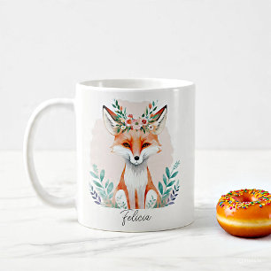 Mug Renard floral aquarelle personnalisé