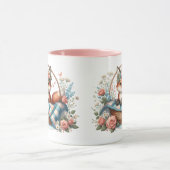 Mug Renard floral en panier avec courtepointe et fleur (Centre)