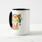 Mug Renard heureux avec écouteurs en train d'écouter d (Devant gauche)