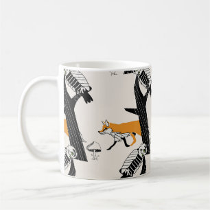 Mug Renard, hibou, arbre, vintage sans soudure.