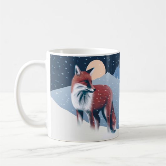 Mug Renard Mélange Dans La Neige D'Hiver Illustration (Gauche)