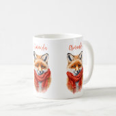 Mug Renard mignon avec une écharpe rouge Image d'autom (Devant droit)
