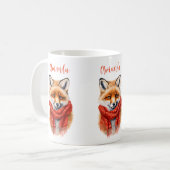 Mug Renard mignon avec une écharpe rouge Image d'autom (Devant gauche)