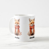 Mug Renard mignon en écharpe rouge (Devant gauche)