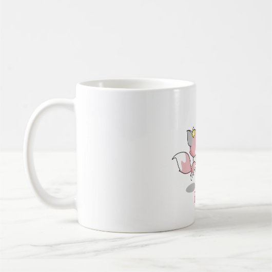 Mug Renard mignon personnalisé en jaune et rose avec c (Gauche)