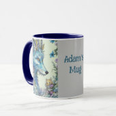 Mug Renard mythique, fleurs. Nom modifiable (Devant gauche)