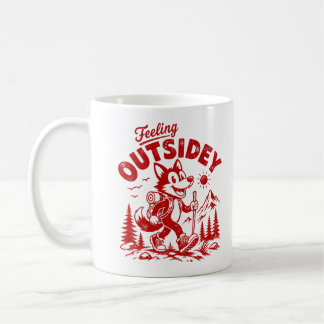 Mug Renard qui marche dans un dessin animé vintage se