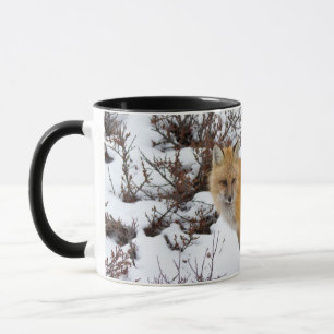 Mug Renard roux dans la neige en hiver
