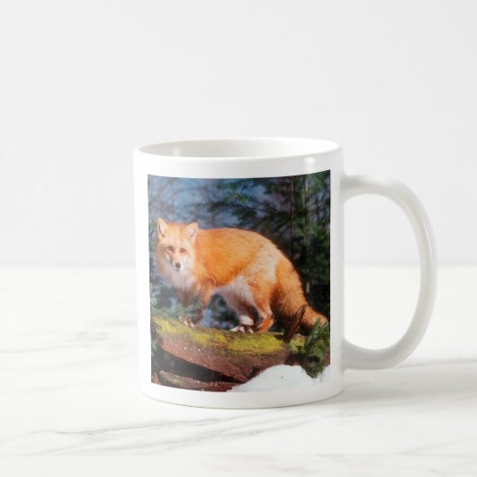 Mug Renard roux sur une bûche (Droite)