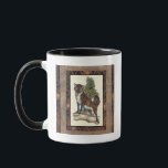 Mug Renard rustique sur un tronc d'arbre<br><div class="desc">Cette impression rustique illustre un renard devant un pin. Les couleurs sont dans la gamme douce pastel et le cadre de l'image a des motifs traditionnels dans la gama marron. Cette conception serait un complément parfait à votre décoration de maison de campagne.</div>