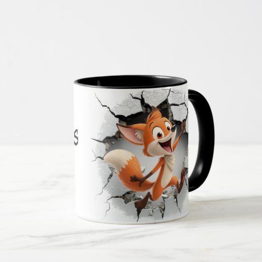 Mug Renard sortant d'un mur fissuré (Devant droit)