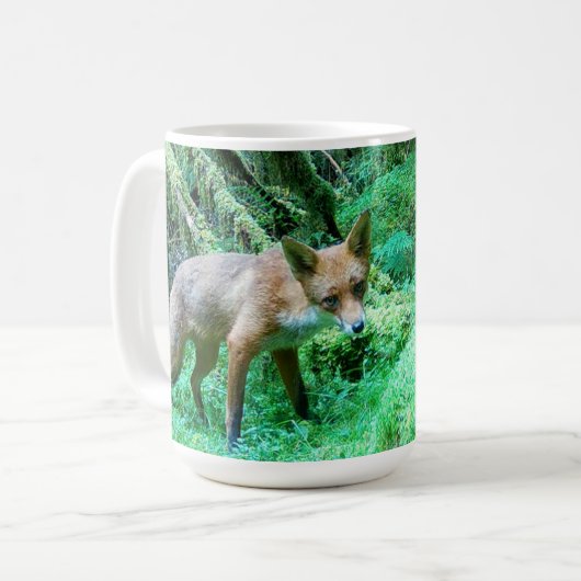 Mug Renardeau roux Bébé mignon Art de la faune foresti (Devant gauche)
