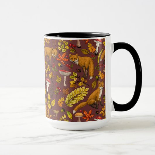 Mug Renards d'automne sur chocolat brun (Droite)