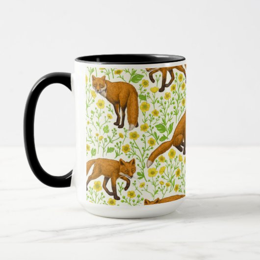 Mug Renards et papillons sur le blanc naturel (Gauche)