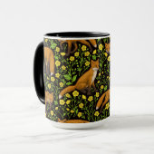 Mug Renards et papillons sur le noir (Devant gauche)