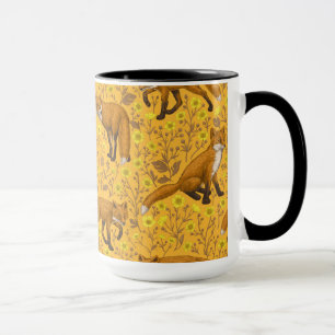 Mug Renards et papillons sur orange