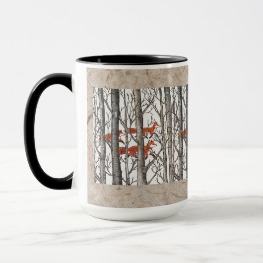 Mug Renards rouges dans Woods Art Rustique Look LG Caf (Gauche)