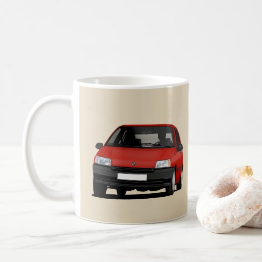 Mug Renault Clio I, illustration rouge x 2 (Avec donut)