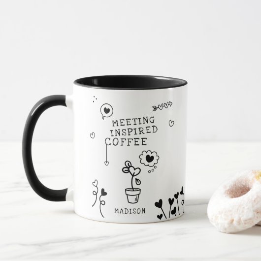 Mug RENCONTRE Inspiré Café Drôle Fille Personnalisée (Avec donut)