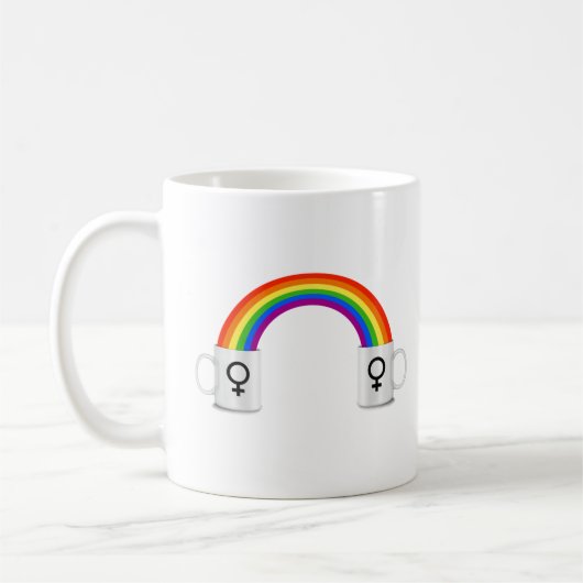 Mug Rendez-vous café arc-en-ciel lesbien (Gauche)