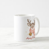 Mug Renne au texte personnalisé portant une écharpe ro (Devant droit)