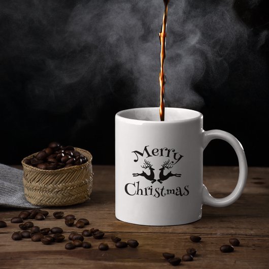 Mug Renne de Noël noir Joyeux Noël