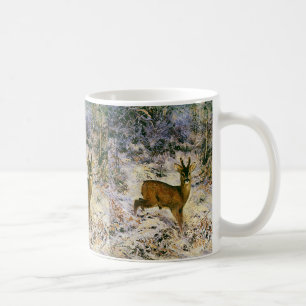 Mug Renne de Noël vintage dans la neige de la forêt hi