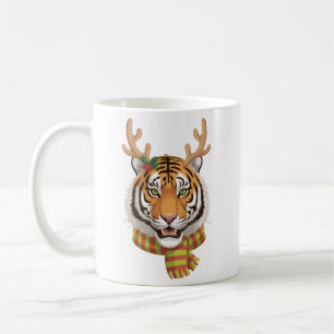 Mug Renne du Tigre de Noël Animal Avec des Bois Noël