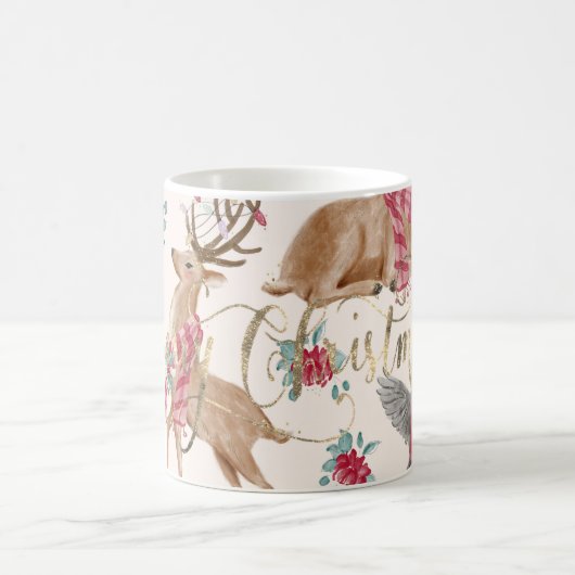 Mug Rennes adorables, Oiseaux, Fleurs (Centre)