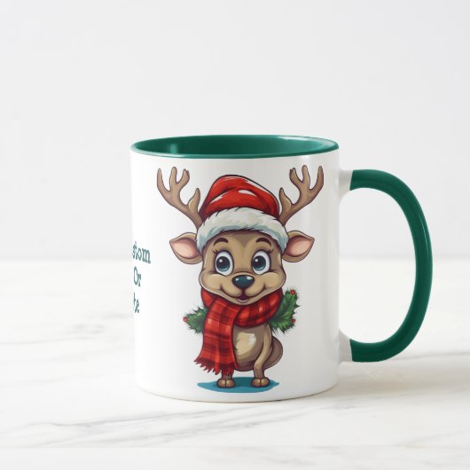 Mug Rennes avec le Père Noël Écharpe Fête de Noël (Droite)