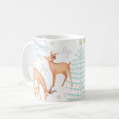 Mug Rennes de forêt boisée & Scène d'arbres de Noël (Devant gauche)