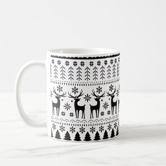 Mug Rennes de Noël d'art populaire moderne (Gauche)
