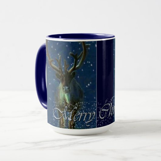 Mug Rennes d'hiver, neige et joyeux Noël Design (Devant gauche)