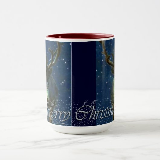 Mug Rennes d'hiver, neige et joyeux Noël Design (Centre)