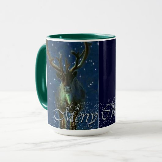 Mug Rennes d'hiver, neige et joyeux Noël Design (Devant gauche)