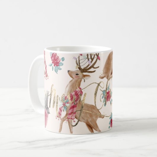 Mug Rennes, Oiseaux, Fleurs (Devant gauche)
