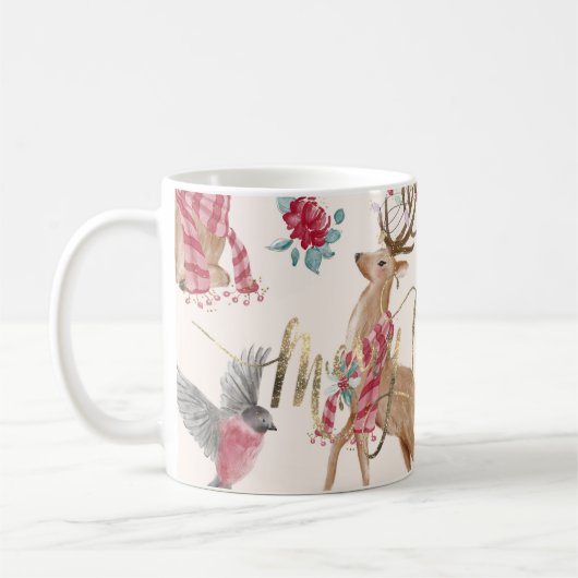 Mug Rennes, Oiseaux, Fleurs (Gauche)