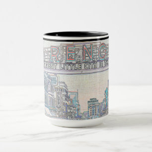 MUG RENO NEVADA VINTAGE COLORÉ DE COULEUR D'EAU