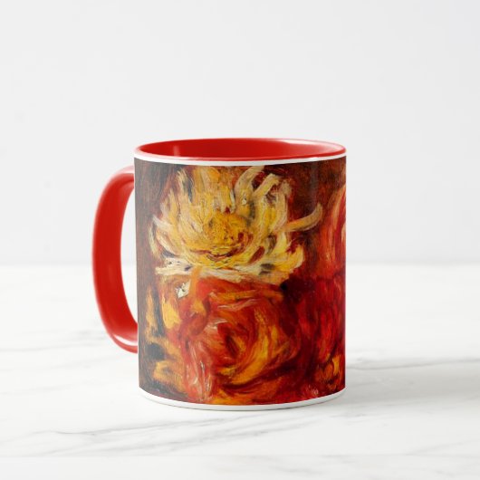 Mug Renoir - Dahlias, peinture d'art, (Devant gauche)