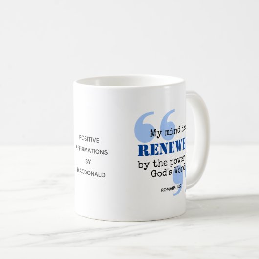Mug RENOUVELÉ L'ESPRIT Déclaration chrétienne (Devant droit)