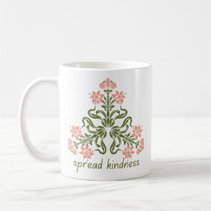 Mug répandre la gentillesse rétro fleurs roses inspira
