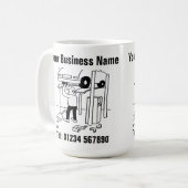 Mug Réparation et entretien des voitures Cartoon. (Devant gauche)