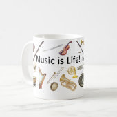 Mug Repérage. 11 onces. La "musique est la vie ! (Devant gauche)