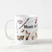 Mug Repérage. 11 onces. La "musique est la vie ! (Gauche)
